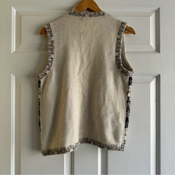 Vintage Alpaca Wool Handknit Open Knit Vest Peruvian Tribal Size Medium - Picture 5 of 8
